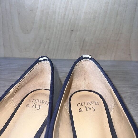 Crown & Ivy Mia Blue/White/Silver Striped Flats Women's 7 - Picture 11 of 11